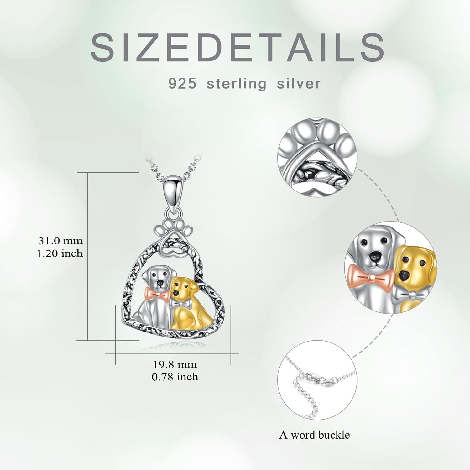 Cat and Dog Pendant Necklace - 925 Sterling Silver Pets Jewelry Gifts for Women