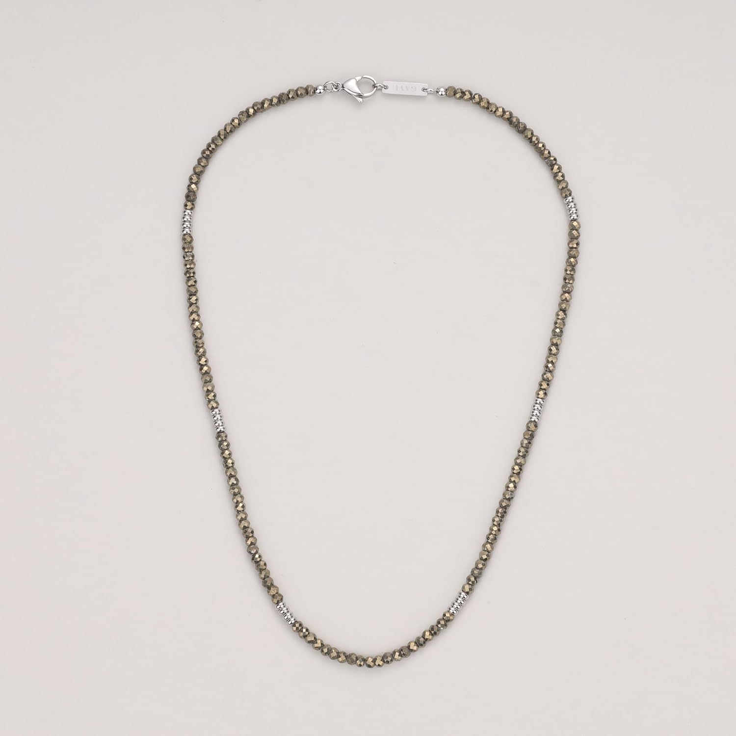 GAVU Vintage Pyrite Men's Necklace, Crystal Stone Beaded 20"/22"/24" - Image 5