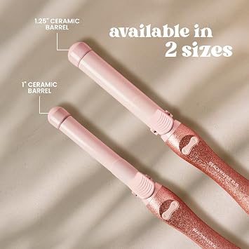 Beachwaver Co. B1.25 Rotating Curling Iron - Pink Glitter | Automatic 1 1/4-Inch Ceramic Curling Iron - Larger Barrel Size for Medium-to-Long Hair! | Auto-Shut Off, Travel-Friendly, Dual Voltage