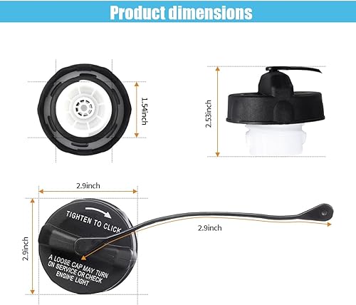 Miniatura 6 de Tapa del depósito de combustible para automóvil, tapa de llenado de gasolina compatible con Ram 1500 2500 3500 Jeep Wrangler JK y Dodge Charger