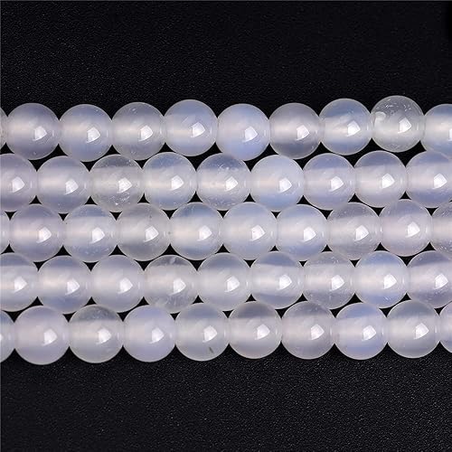 Miniatura 2 de JOE FOREMAN Cuentas de ágata blanca de 0.236 pulgadas (0.236 in) con agujero grande, cuentas redondas semipreciosas para hacer joyas, hebras de 15