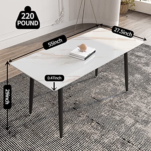Jfosup Dining Table With Sintered Stone Top And Metal Legs, Kitchen Table Multifuntional Desk For Dining Room Kitchen (White) #TOP3