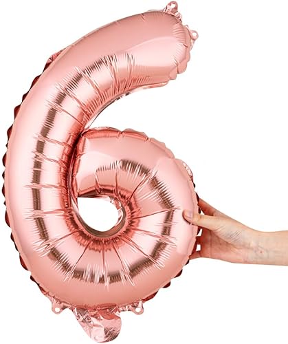 Restaurantware Balloonify - Globo de 16 pulgadas con número 1 digital para fiesta, número 6, auto-sellado, de papel de aluminio de color oro rosa,