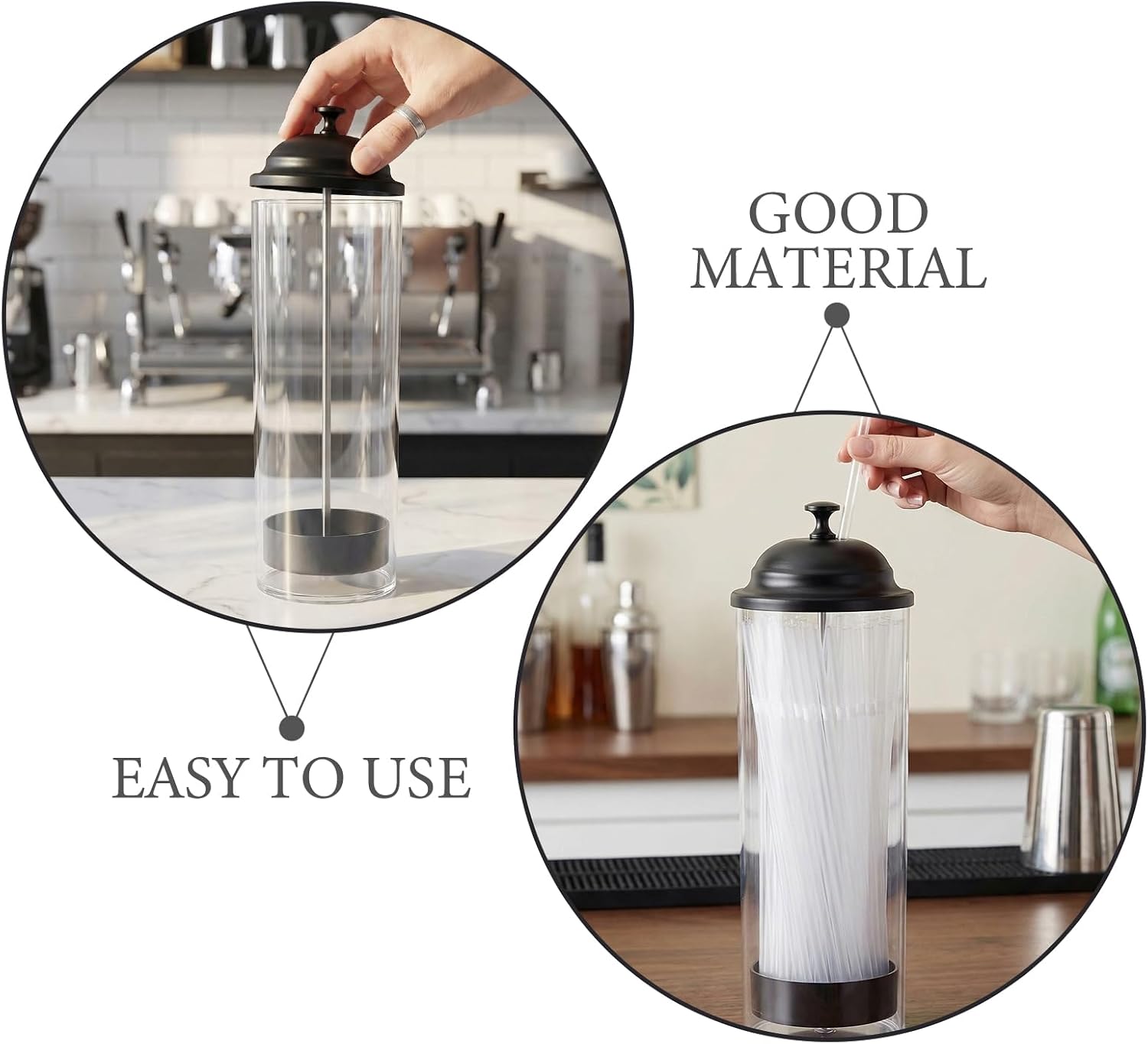2pcs Plastic Straw Dispenser with Lid, Compact Counter Organizer