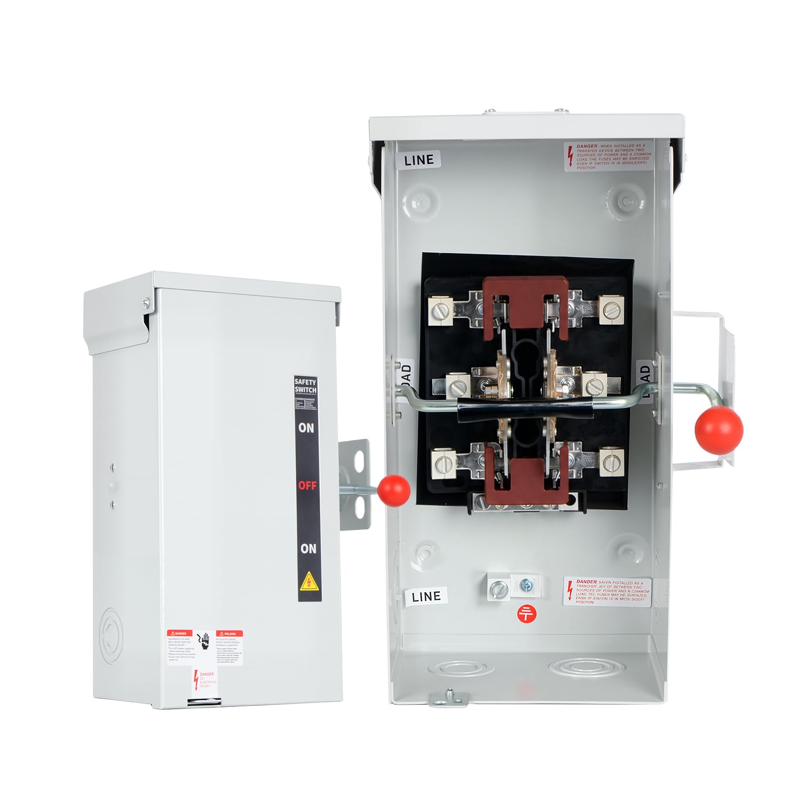 Photo 1 of 100A Generator Transfer Switch, 12000/24000/45000W General-Duty Double-Throw Safety Switch, 120/240/450V Manual Transfer Switch with Arc Extinguishing Cover, NEMA 3R Standards for Indoor/Outdoor Use