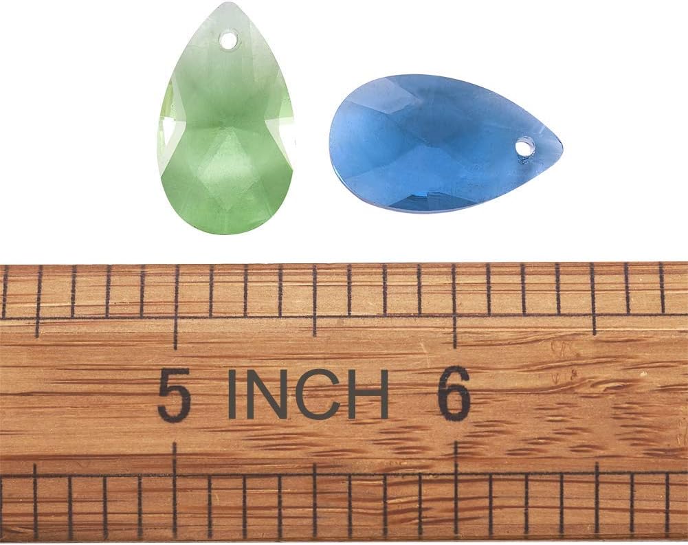 KISSITTY 100-Piece Random Mixed Color Faceted Drop Glass Charm Beads 22x13mm Top Drilled Crystal Glass Chandelier Dangle Pendants for DIY Jewelry Craft Making Home Decoration - Image 8