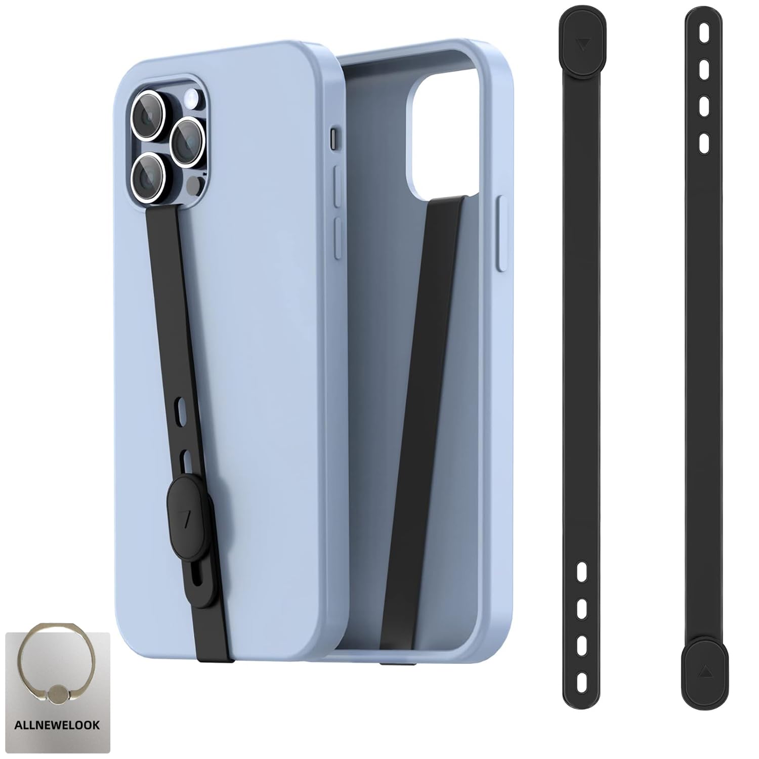 Phone Strap,2 PCS Premium Silicone Phone Loop,Adjustable Grip Finger Hand Holder for Cell Phone, Compatible for iPhone & Multi-Sizes Phone Cases (Phone Grip Strap 2Pcs Black)