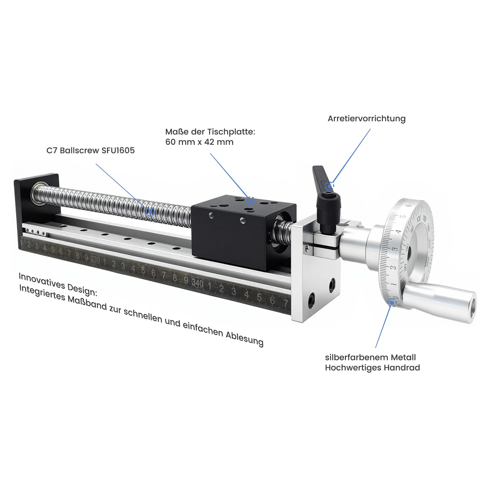 CNC SFU1605 Kugelumlaufspindel Linearführung 300mm Handrad Lineartisch Hochpräziser DIY XY Achse Fräser Graviermaschine