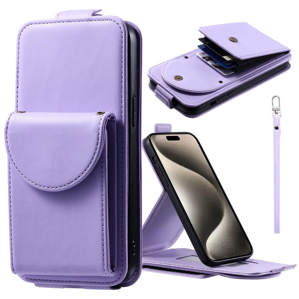 Étui portefeuille iPhone 6S Plus résistant violet pour éviter rayures écran avec clapet - 5
