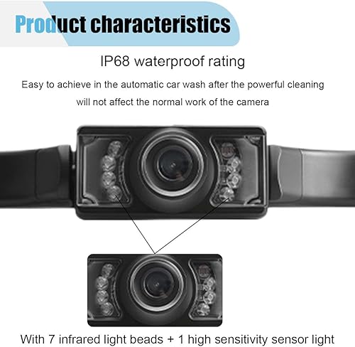 Miniatura 4 de Cámara de respaldo para matrícula de automóvil, cámara de visión trasera gran angular de 170 grados, 8 luces LED infrarrojas, cámara de visión