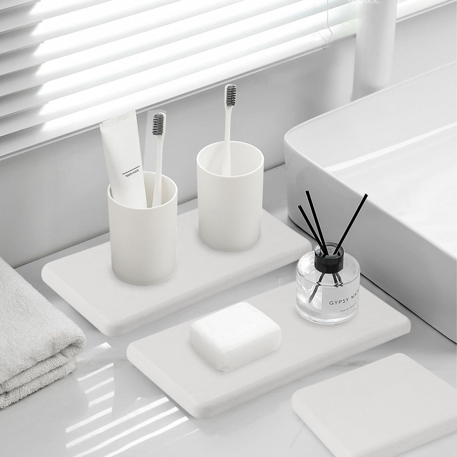 4 Stück Kieselgur Untersetzer - Wasserabsorbierend Für Bad & Küche