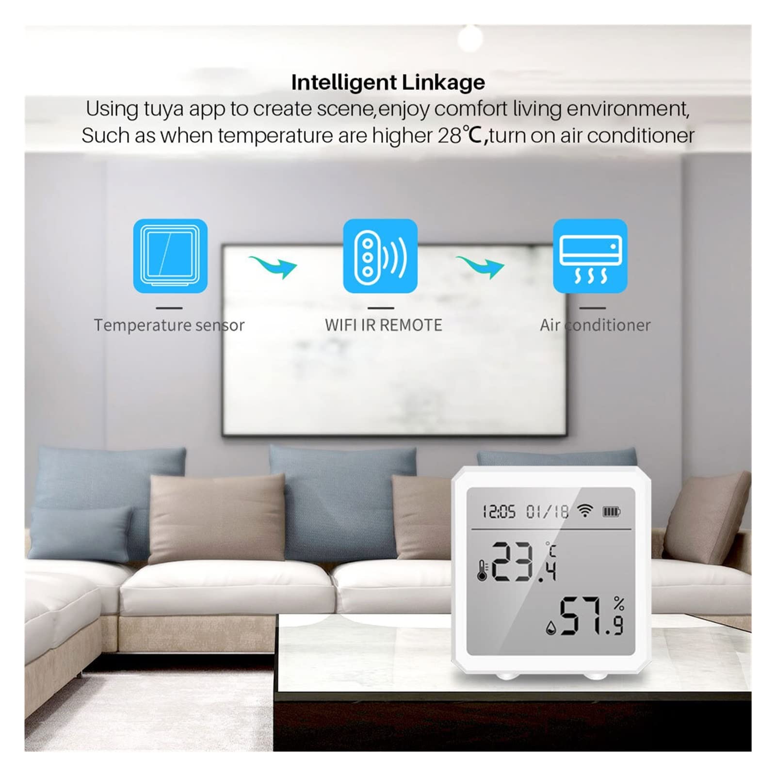 Saldi Sensore di temperatura e umidità Tuya Smart WiFi Zigbee3.0