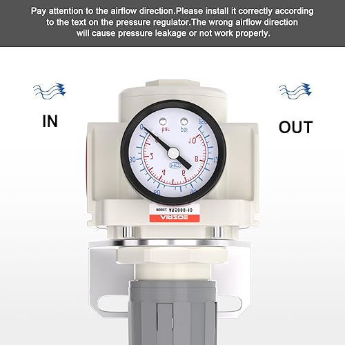 Miniatura 19 de AIRZOE Regulador de presión de aire NPT de 1/4", sistema de aire comprimido,Mini regulador de aire AR2000-02,0-150 PSI Gauge
