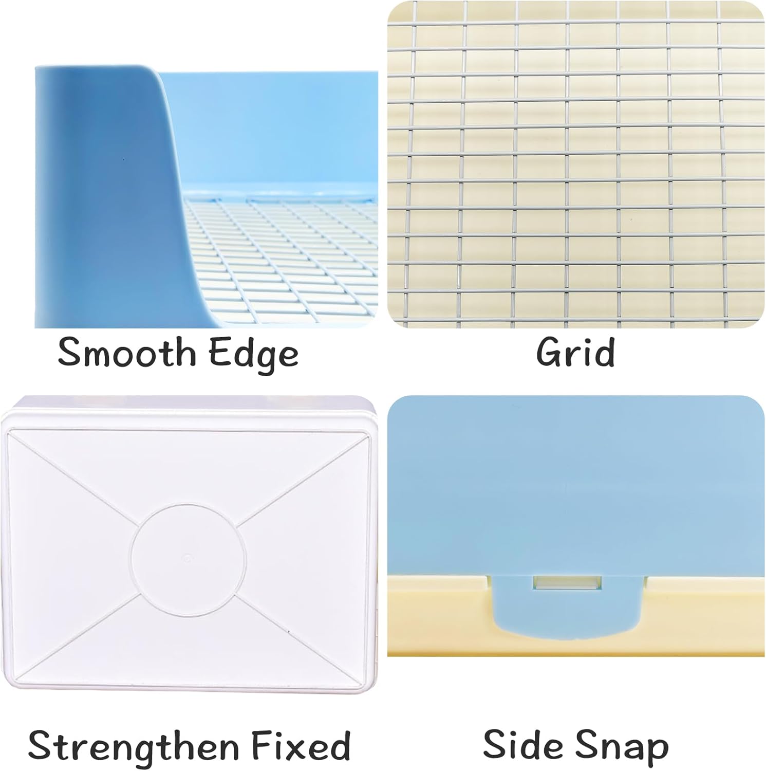 VCEPJH Extra Large Rabbit Litter Box with Tray,Plastic Bunny Litter Pan Corner Small Animal Toilet Pet Potty Trainerfor Adult Guinea Pigs Chinchillas Ferrets Galesaurs (Blue)