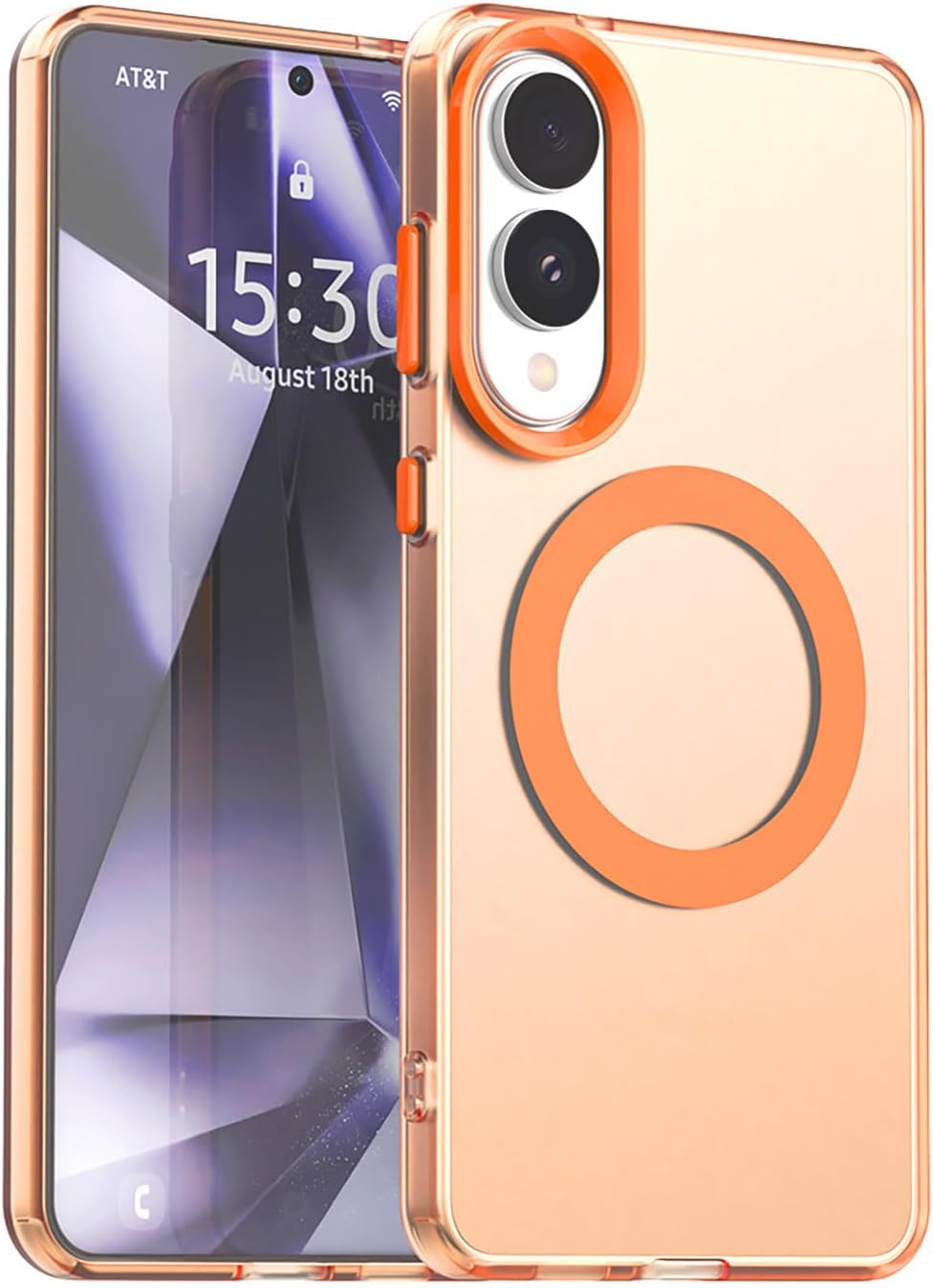 Samsung s25 Edge – ILING Coque pour Samsung Galaxy S25 Edge, Compatible avec Chargement Magnétique, Très Mince Mat Translucide Dur PC Cover Antichoc TPU Bumper Souple Silicone Case (Orange)
