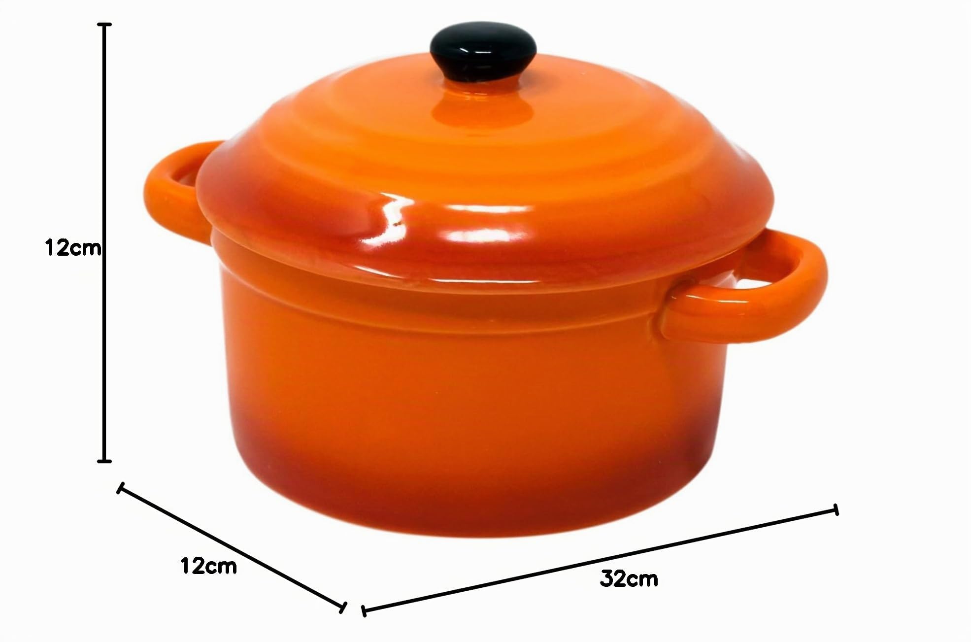 ToCi – Cacerolas con tapa | Mini cazuelas de horno de cerámica 300 ml | Moldes redondos de 10 x 5 cm de diámetro, naranja, rojo y en sets