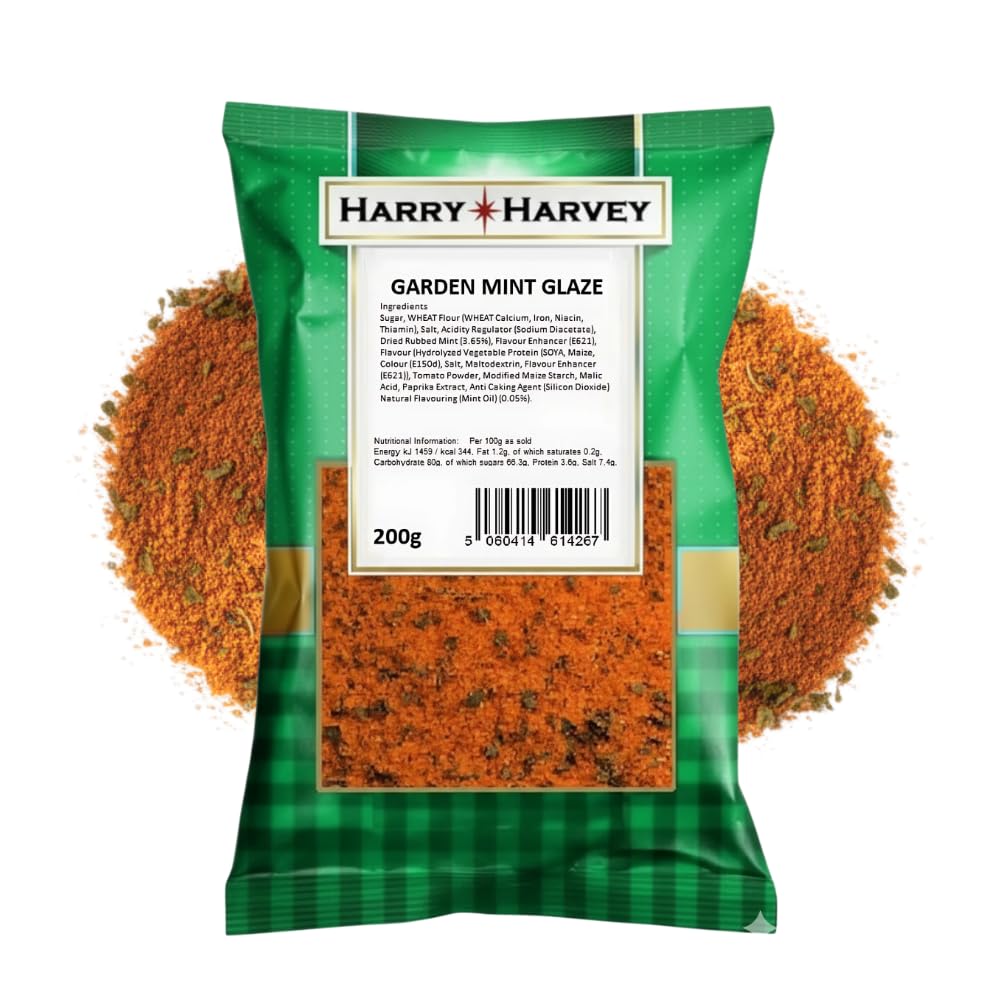 Harry Harvey Garden Mint Meat Glaze Marinade & Rub 200g | BBQ Seasoning Spice Mix for Chicken, Lamb, Beef, Pork & Fish | Premium Chicken Seasoning, BBQ Rub & Meat Rubs and Seasoning for Cooking