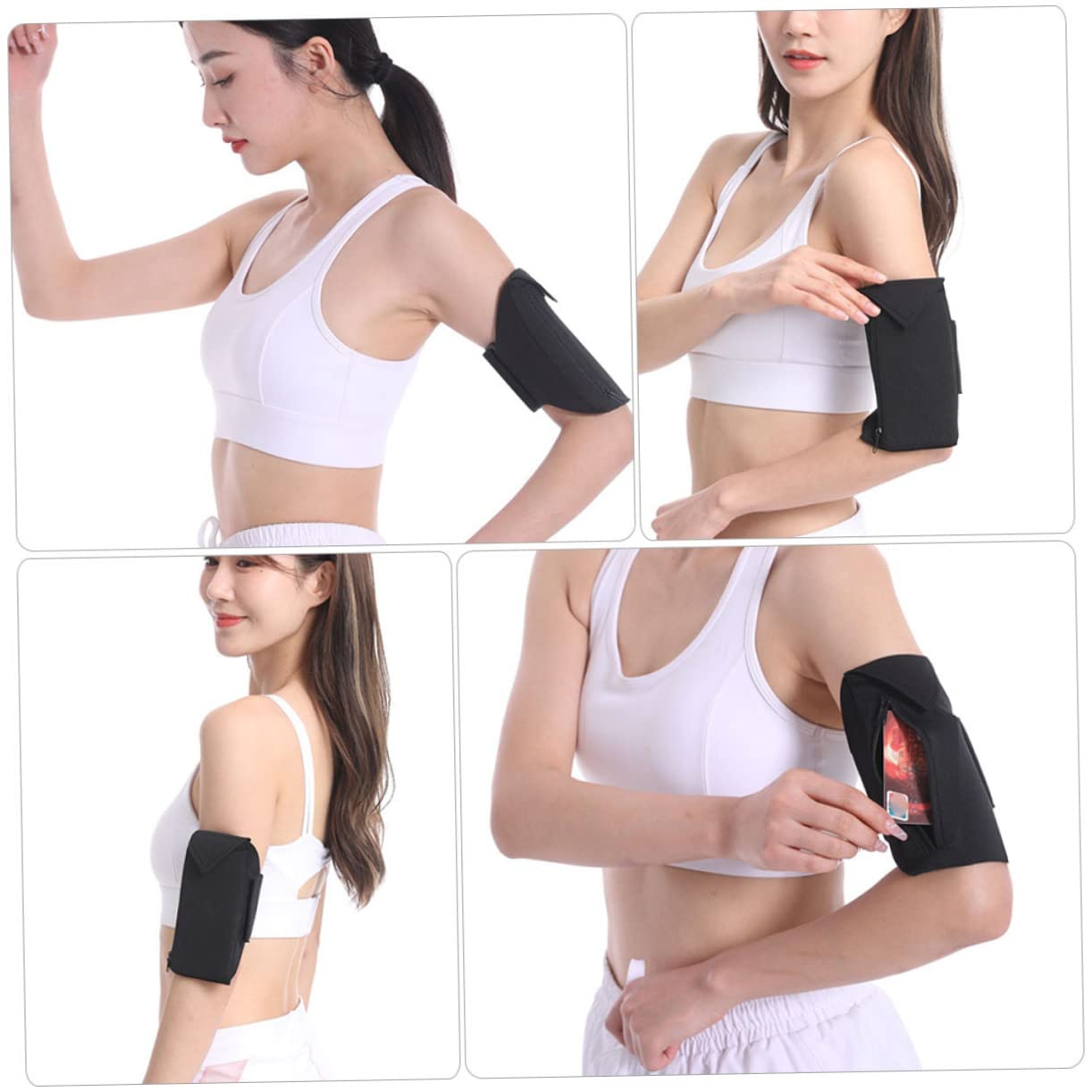 SHINEOFI 4 Pièces Pochette de Téléphone Arm Band Néoprène pour Sport à Bras et Pratique pour Course et Fitness Protection la Transpiration Accessoire pour Téléphones Mobiles