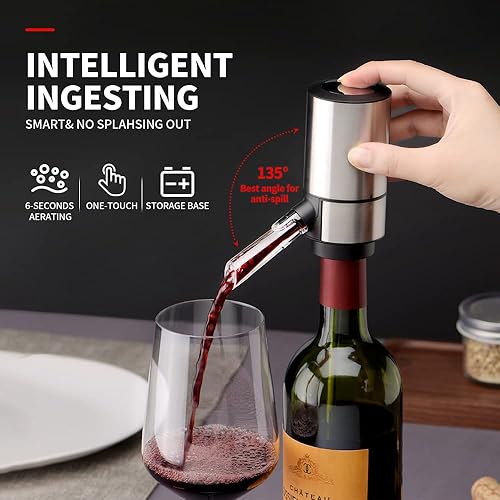 Miniatura 2 de Regalos de vino - Aireador de vino Pourer-Rocyis Dispensador de vino eléctrico, decantador de vino inteligente de un solo toque con base de