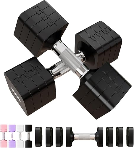 Miniatura 20 de Juego de mancuernas ajustables de 15 libras, 20 libras, 40 libras, 50 libras, juego de mancuernas de peso libre para mujeres y hombres, juegos de