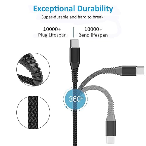 Vista 6 de Cable USB C de 10 pies, paquete de 2 cables de carga USB A a tipo C, cable de carga rápida de 3A para Samsung Galaxy S23 S22 S21 S20 A01 A02s A10e
