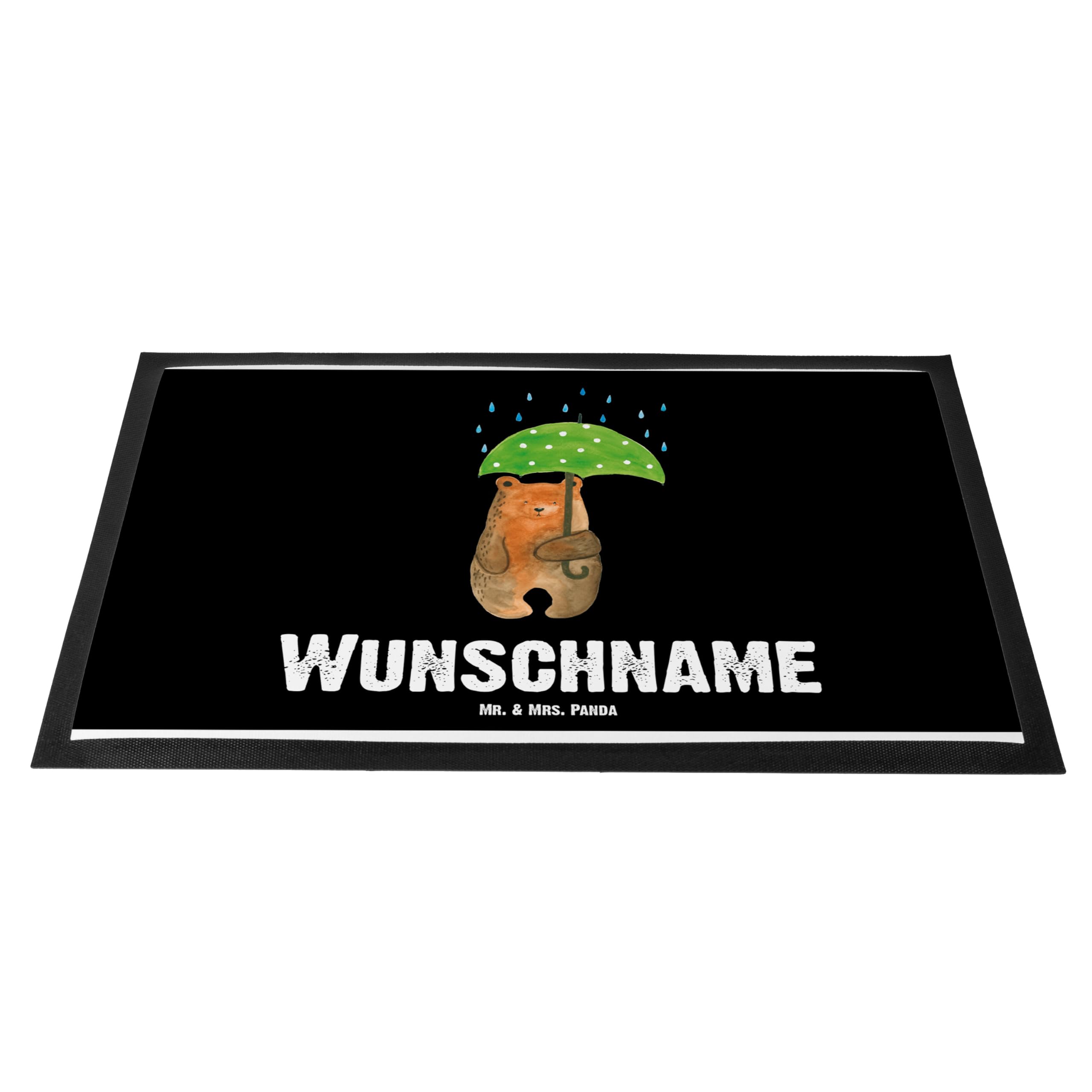 Mr. & Mrs. Panda Fußmatte Bedrucken Bär Regenschirm 40 x 60 cm - Personalisierte Geschenke, Spruch, Partner, personalisierbar, Pärchen, Freunde, Fussmatte, Liebe, mit Text, Familie, personalisiert