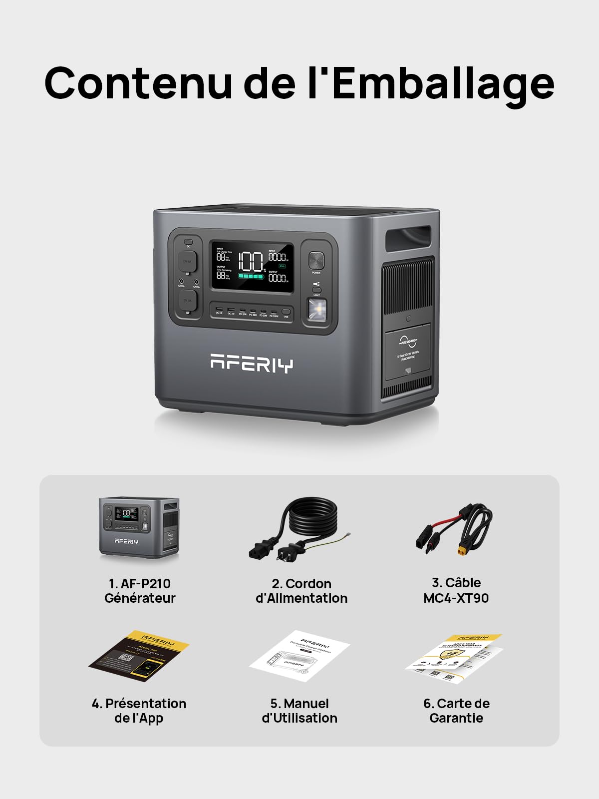AFERIY Generateur Electrique Portable 2400W, Battetie Nomade 2048Wh, Station Electrique Portable Charge Rapide en 1.5H, 220-240V, UPS, Générateur Solaire pour Camping-car/Maison/Bureau, Garantie 7 Ans