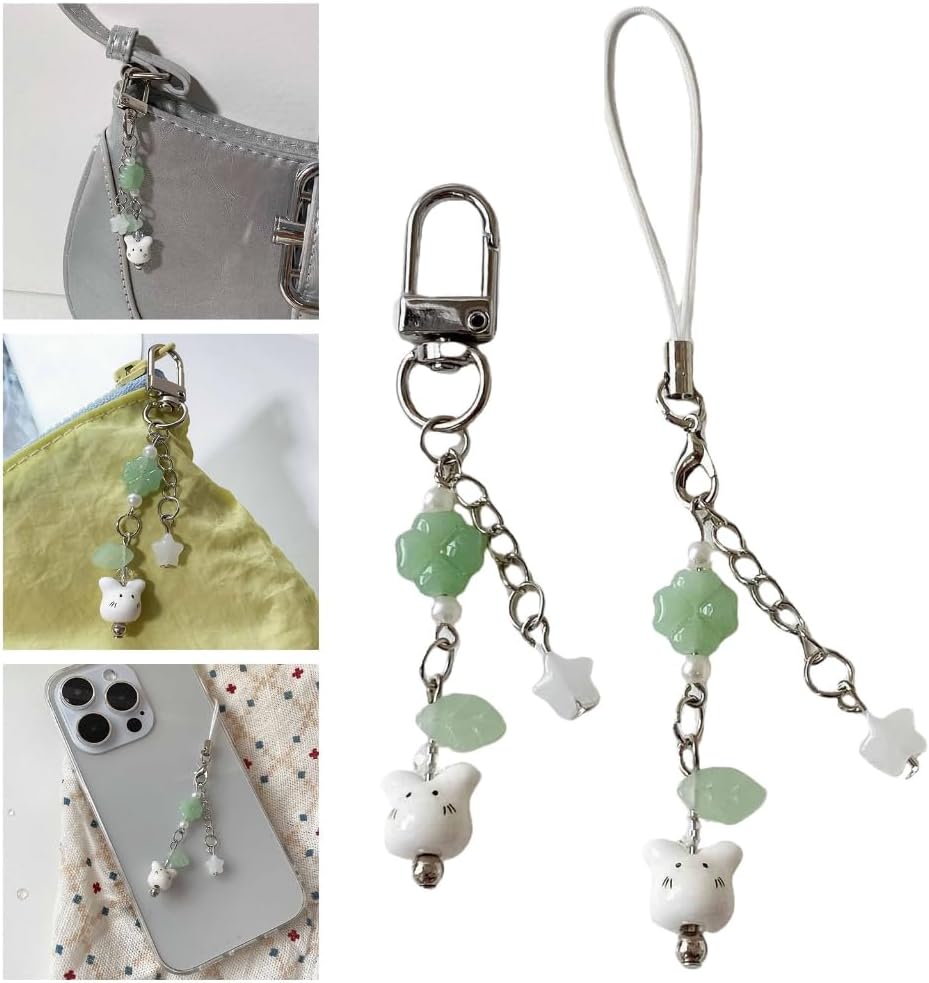 Fashionable Handmade Beaded Rabbits Phone Lanyard Unique Designs Keyring and Bag Decoration for Youth Daily Casual Use image 2
