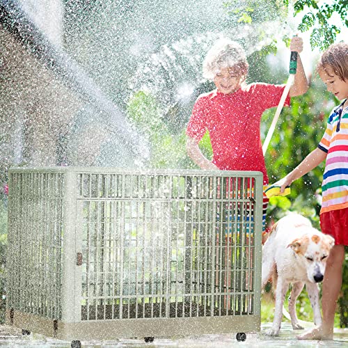 Yitahome 38 Inches Large Dog Crate Kennel Cage For Medium Large Dogs Indoor Outdoor Sturdy Abs Plastic Pet Dog Cage With Lockable Wheels And Double Door Easy Assembly #TOP5