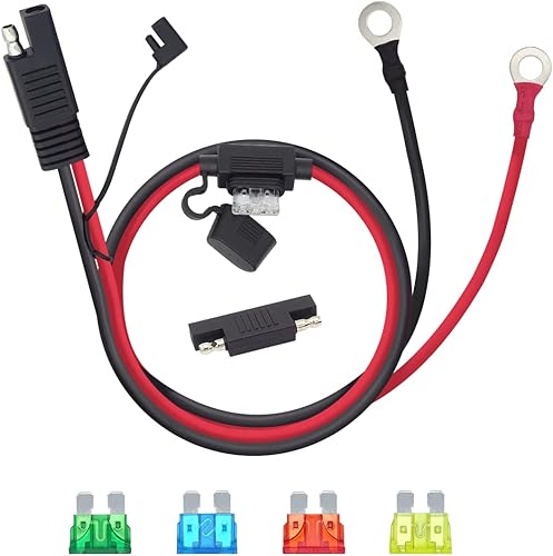 Billion wealth Conectores SAE a O Ring Conector de cable de extensión compatible con cargadormantenedor de batería (16 awg, 2 pies)