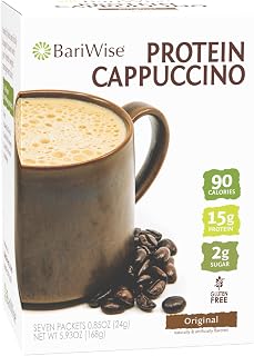 BariWise Protein Cappuccino Mix: 15g Protein Hot Drink, Low Sugar, Gluten Free, Keto Low Carb (7 Packets)