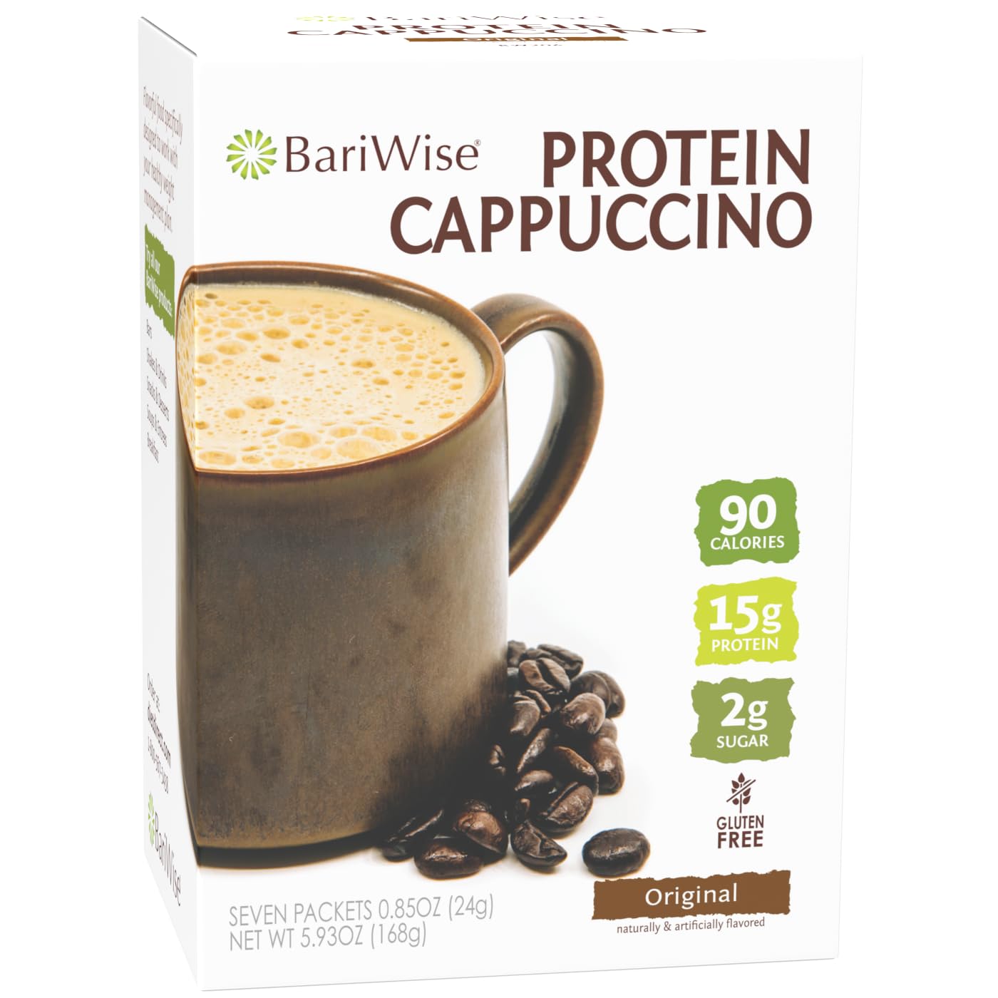 BariWise Protein Cappuccino Mix: 15g Protein Hot Drink, Low Sugar, Gluten Free, Keto Low Carb (7 Packets)