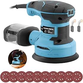 Lixadeira Elétrica Professional com 10 peças de lixa 6 velocidades variáveis 7000-15000Opm Com Coletor 450W remover ferrugem, limpar móveis, bordas lascadas da madeira e metais recém-cortados (220V)