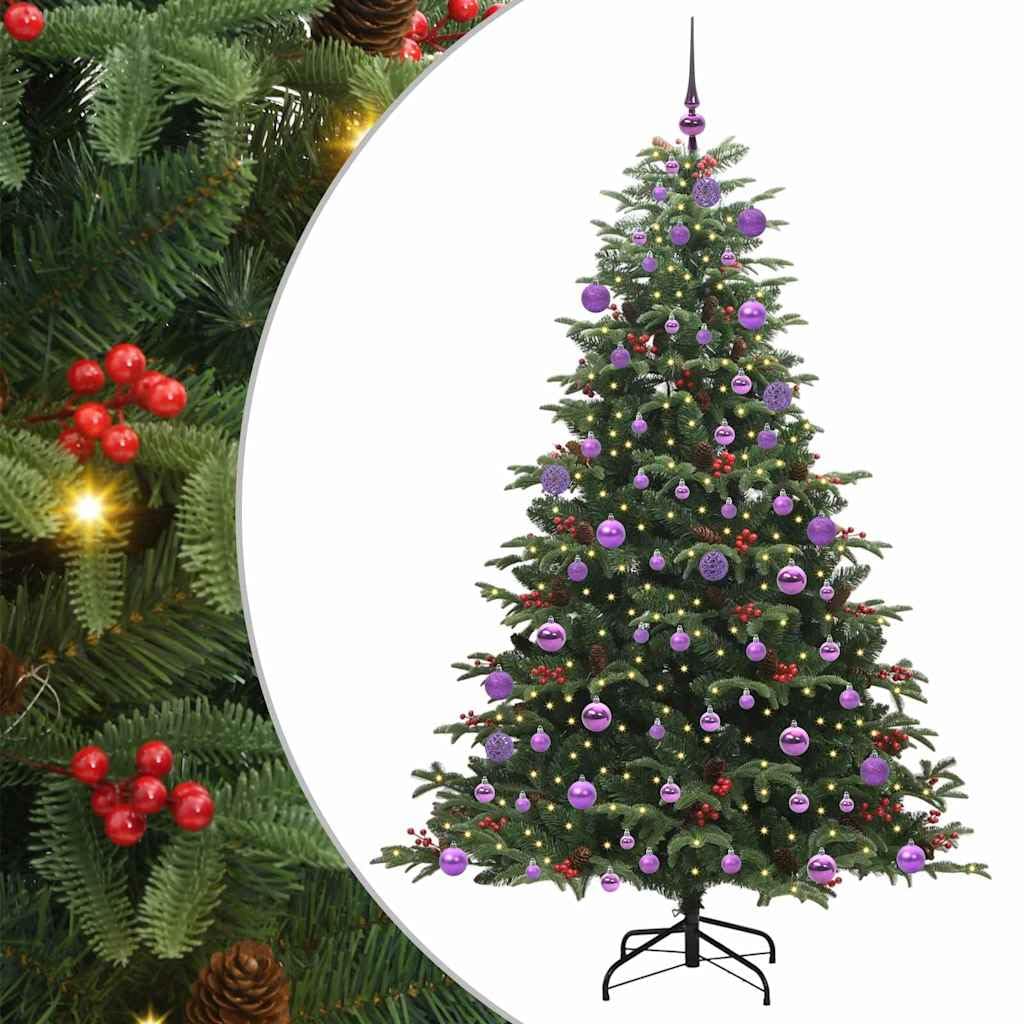 Sztuczna choinka z 300 diodami LED w kolorze ciepłej bieli, wysokość 180 cm, w kształcie stożka, metal PCW, do użytku wewnątrz i na zewnątrz, ze stojakiem, 8 trybów, zasilana przez USB