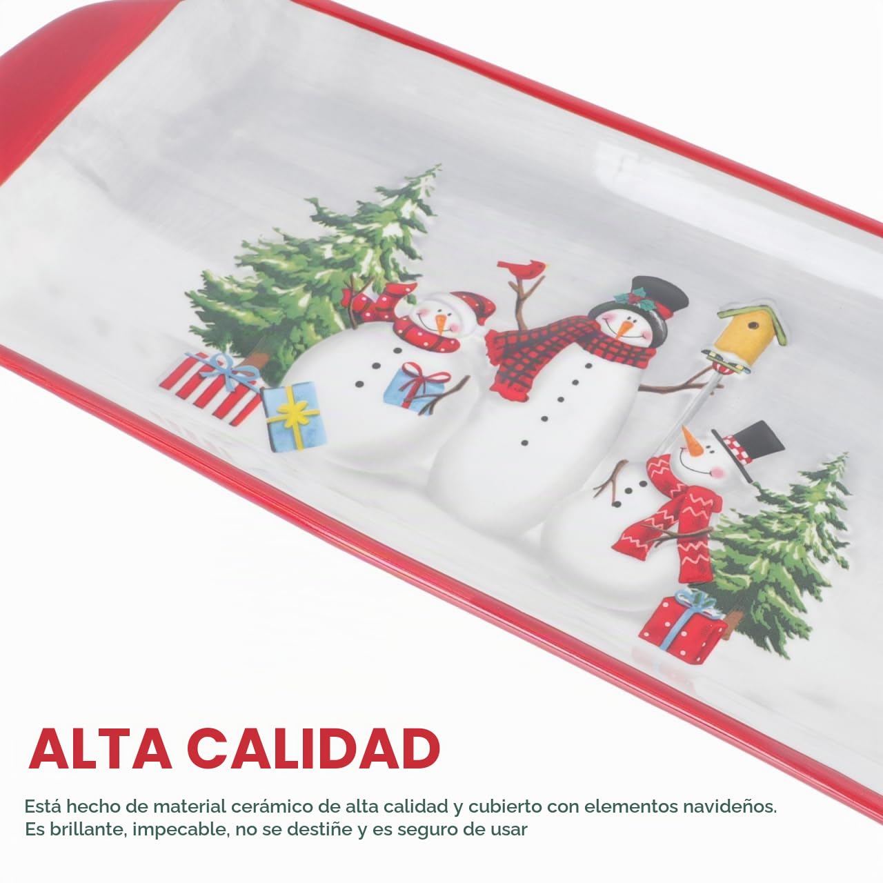 Alipis 1 Pc Servilletero Plato De Postre De Cerámica Platos De Navidad para Servir Plato De Feliz Navidad Bandeja De Nueces Bandeja para Servir Papa Noel Estante De La Joyería Arroz