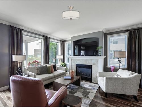 Miniatura 2 de NUVO 604737 - Soporte semirempotrado para tres luces, Pwt, Nckl, BS, Slvr