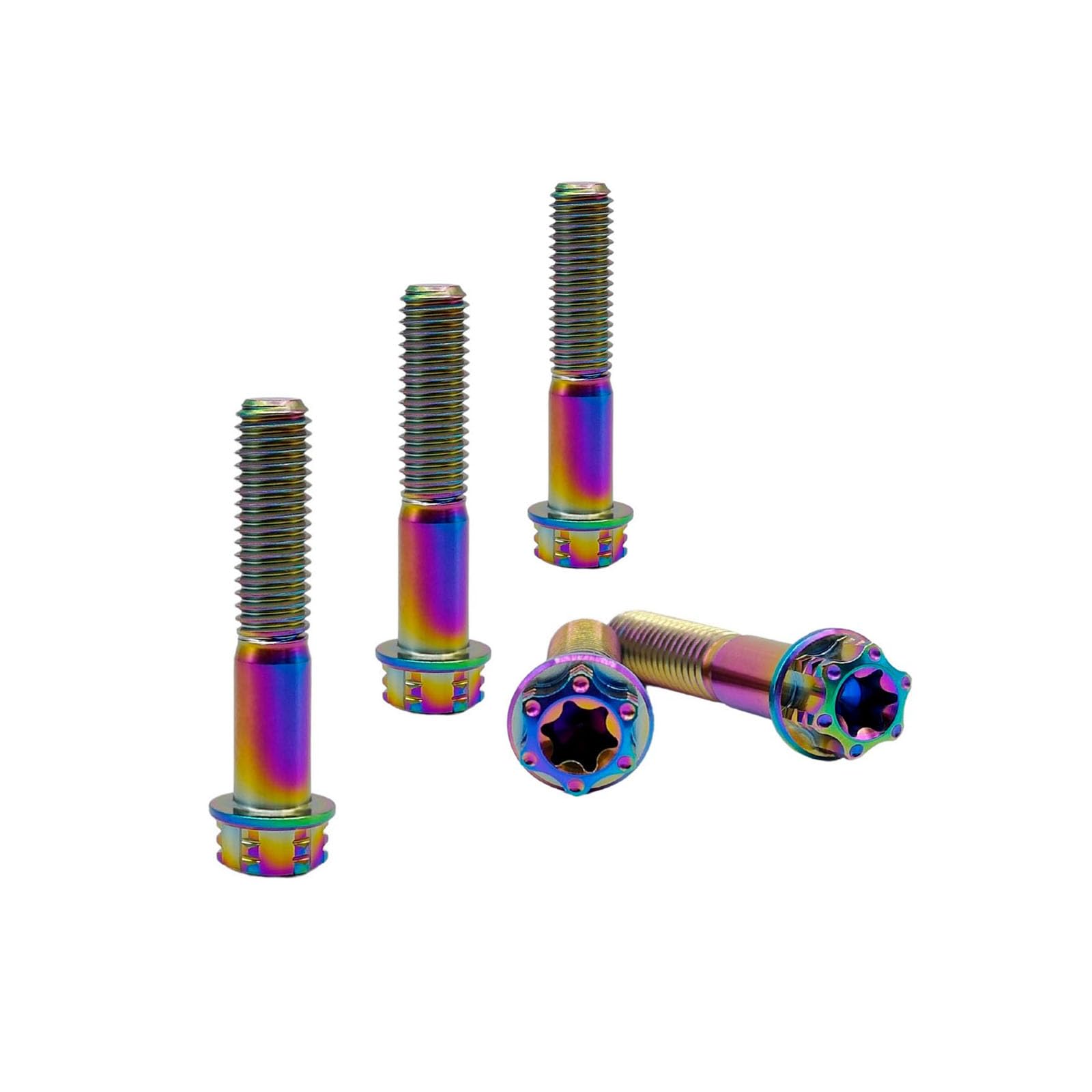 RISON Titanium Bolts M8*1.25 * 49 Torx Titanium Bolts for Motorcycles Hex Head Dual Drive Rainbow Titanium Flange Bolt Pack of 5