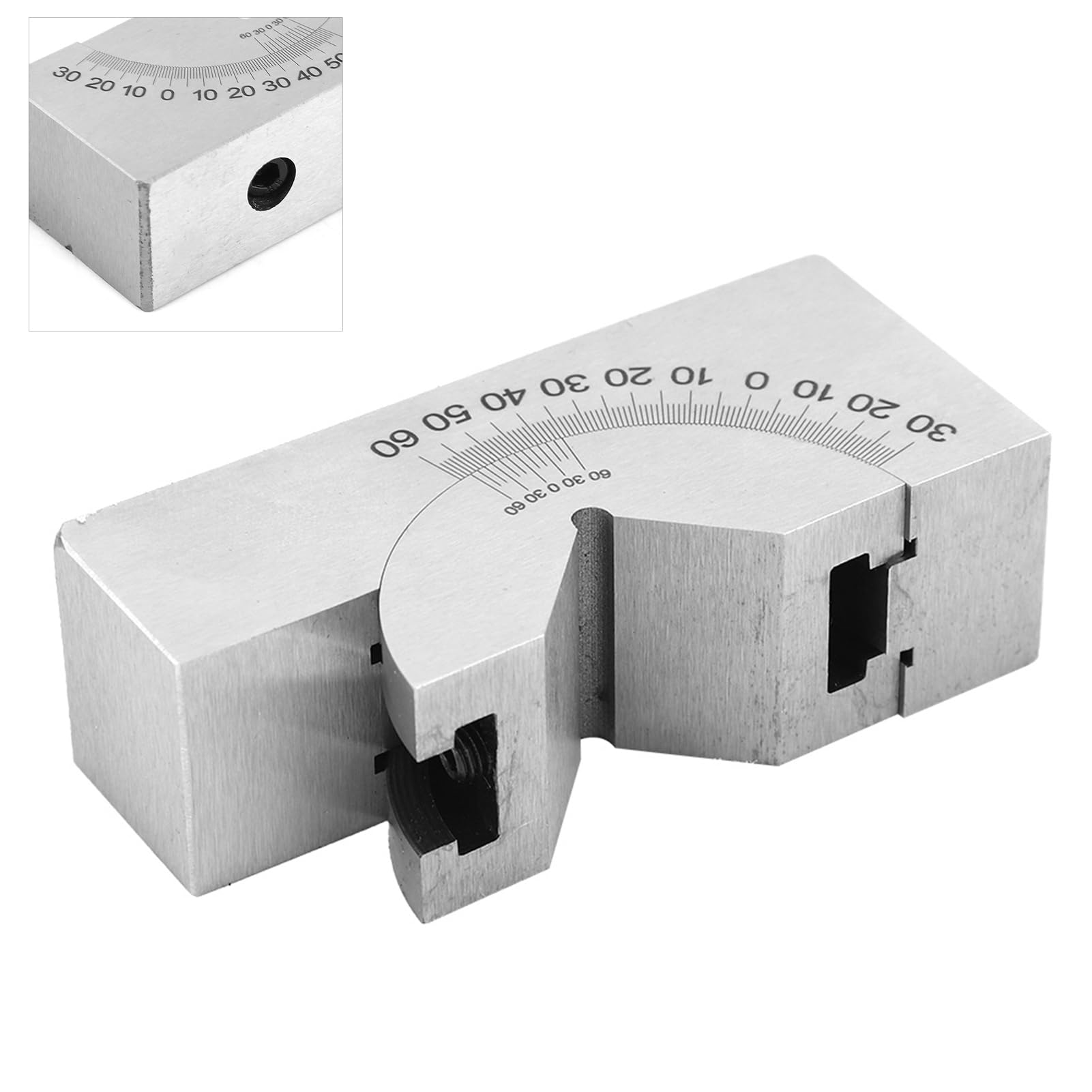 Zerodis V-Block mit Einstellbarem Winkel, Werkzeugstahl-Präzisions-Winkelfräsvorrichtung 75 X 25 X 36 Mm, 0 Bis 90 Grad Stufenlose Neigung, 0,01 Mm Geschliffene Flächen, für Benutzer von