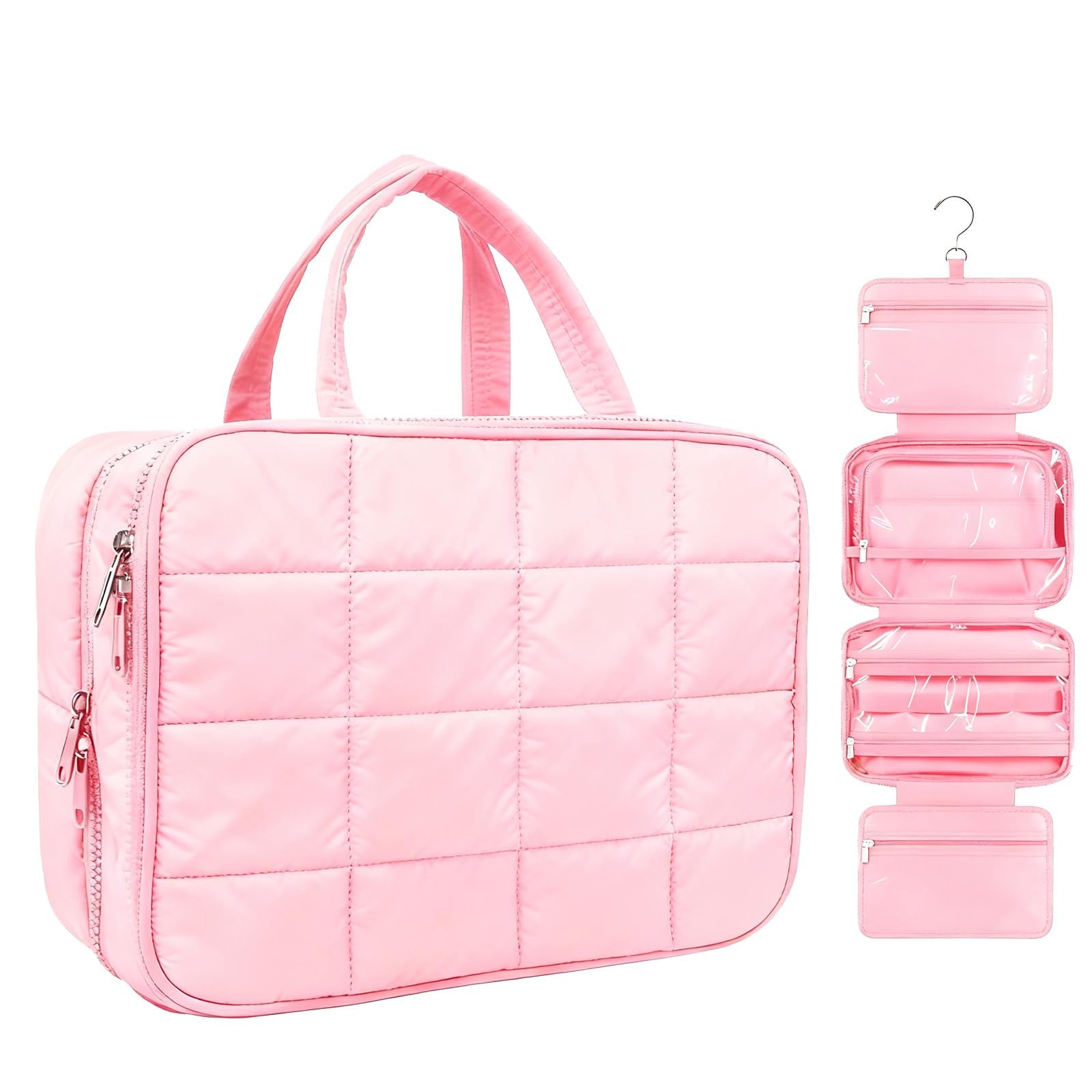 Travel Toiletry Hanging Bag Waterproof Bags, Makeup bag, Toiletries, Jewelry, Travel Essentials 3 in 1 Packing Organizers, Large Capacity for Women