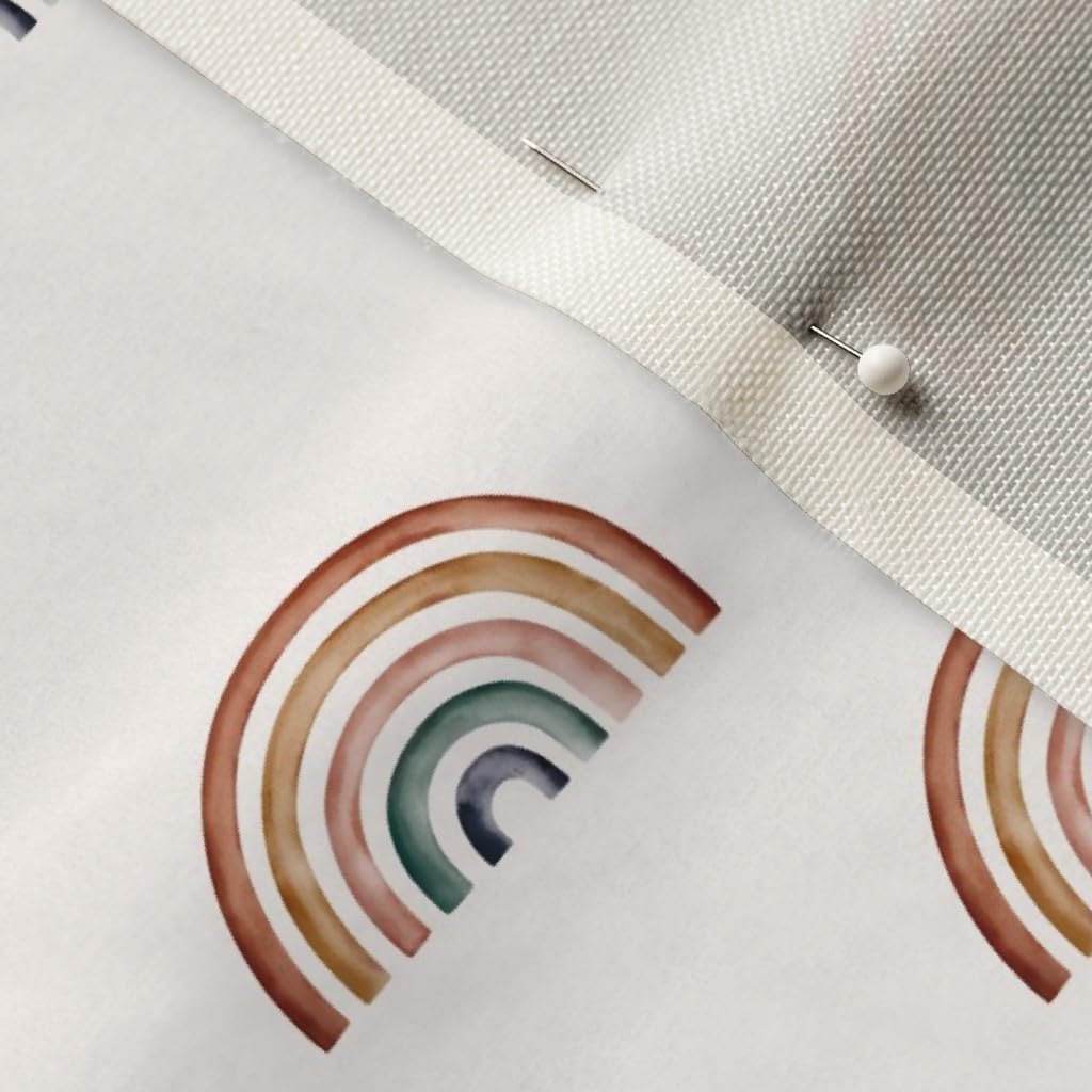 Spoonflower Fabric - Earth Tones Rainbows Watercolor Rainbow Kids Nursery Gender Neutral Printed on Upholstery Velvet Fabric Fat Quarter - Upholstery Home Decor Bottomweight Apparel