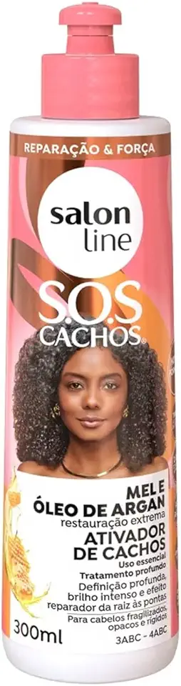 Salon Line, Ativador de Cachos, SOS Cachos, Mel e Óleo de Argan, Não Vegano - Para Cabelos Cacheados e Crespos, 300ml