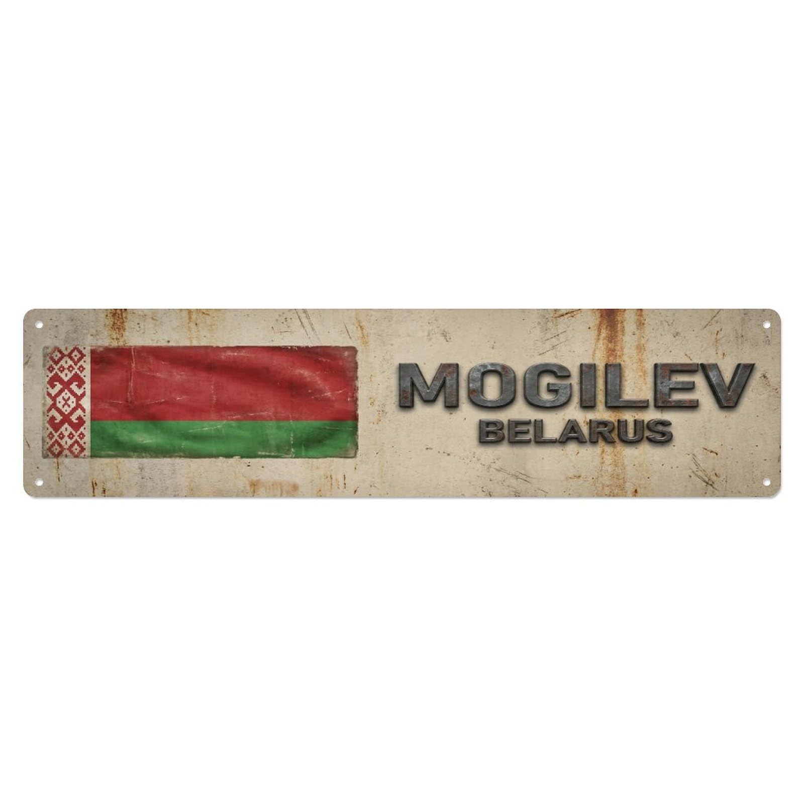 Metal Tin Sign Vintage Mogilev Belarus Flag Decor Rustic Travel