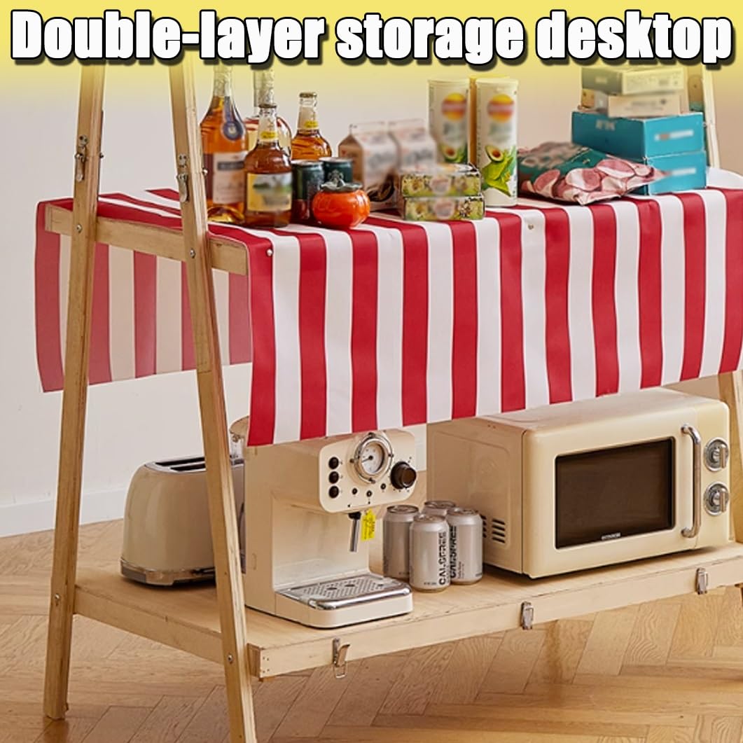 YVYKFZD Stand Marché Chariot en bois, Étal de Marché pliable et portable avec auvent, Chariot de Vente commercial à 2 niveaux, Stand de Marchés for la vente de rue(Pink 2,140cm/51.1")