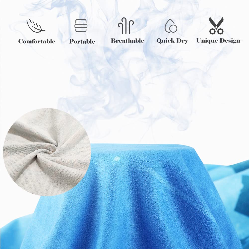 Chickwin Bambini Poncho con Cappuccio Asciugamano, Simpatico Pinguino Stampa Adulto Accappatoio Poncho in Microfibra Telo Mare per Spiaggia Nuoto Surf (65x75cm,Antartide