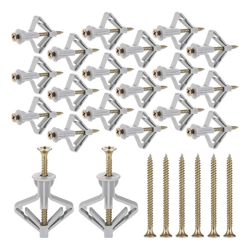 Lilianos Heavy Plasterboard Rawl Plugs & Screws Set Metal Fixings for Hollow Walls