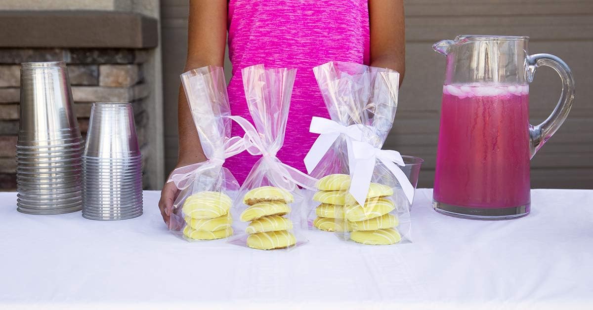 ClearBags Clear Gusset Bags w/Paper Insert, 2x2x8 1/4,100 Pieces, High Clarity Flat Bottom Treat Bags for Gifts, Cookies, Candy, Party Favor, Weddings, Bakery Packaging, 1.6 Mil, FGPB11A