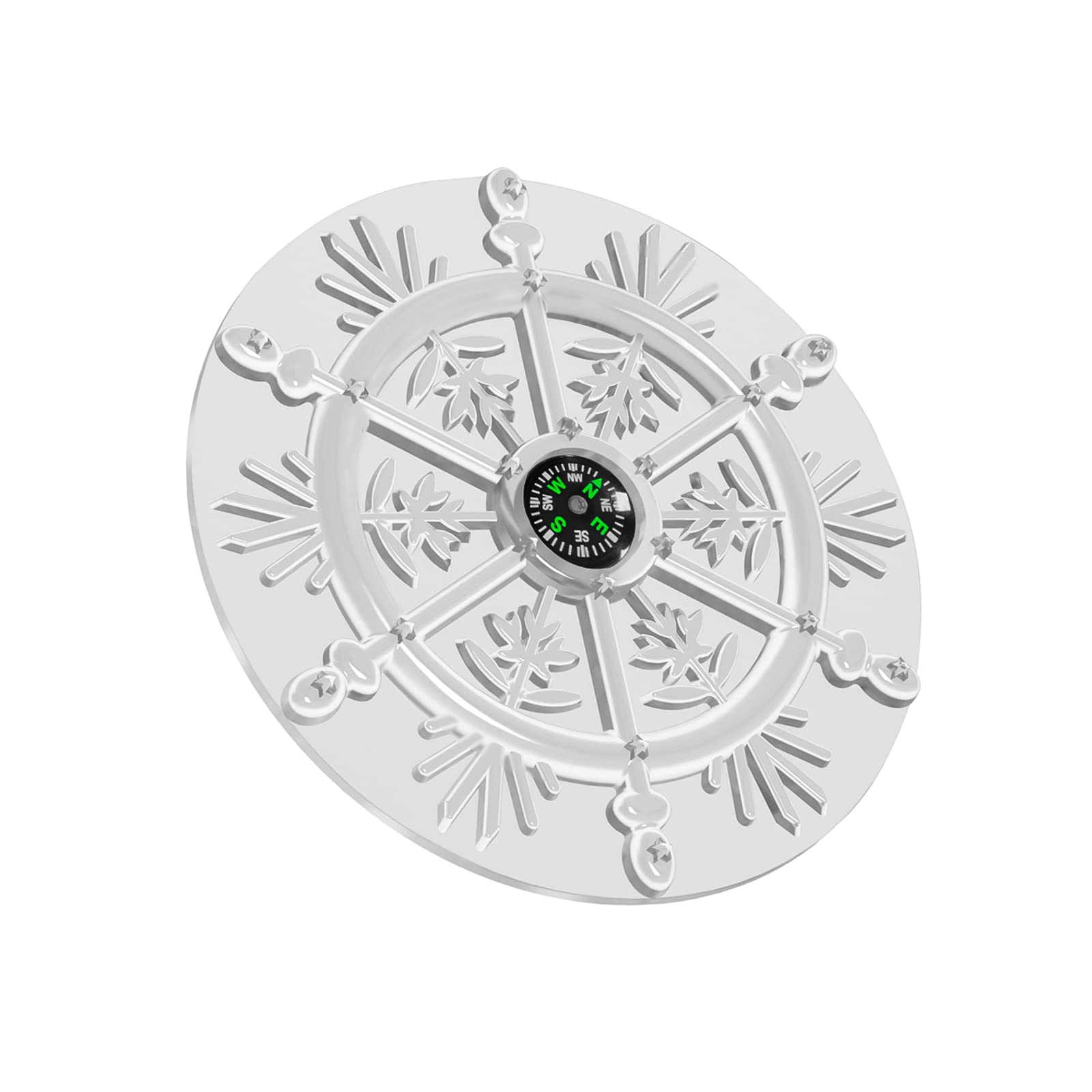 Doraubia 3D Clear Snowboard Stomp Pad with Compass, Snowflake Stomp Pad Snowboarding Mat for Anti-Slip Snow Removal Providing Extra Grip & Traction (White)