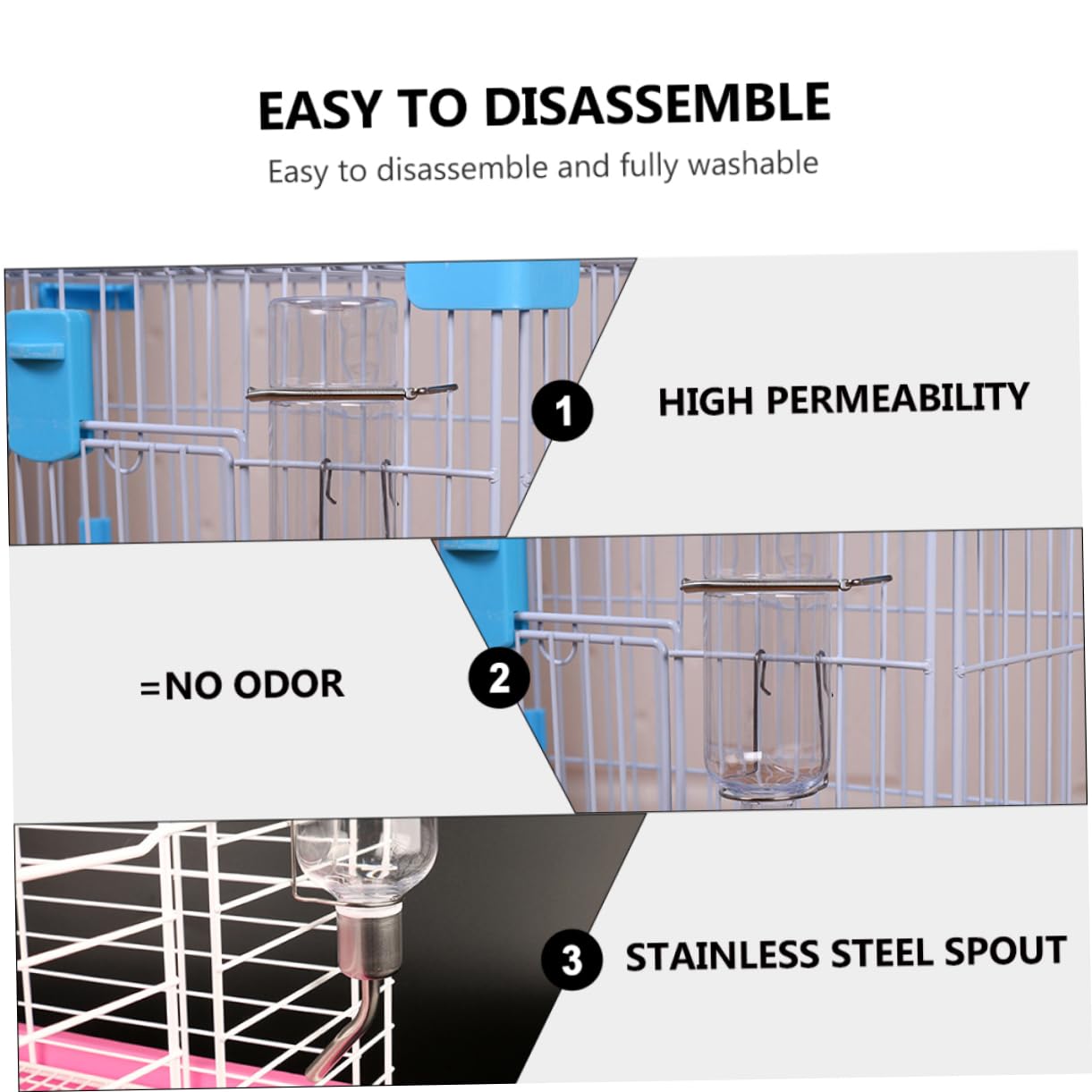 INOOMP 3 Set Di Bevitore Per Porcellini Dindia Bottiglia Dacqua Portatile Per Animali Domestici Beccuccio Per Perdite Acciaio Inossidabile 2 Pezzi * 3