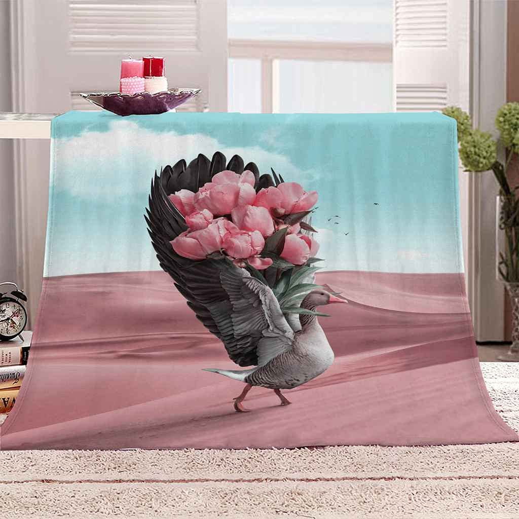 Couverture Impression 3D Cygne Plaid Chaud pour Soirées Cocooning Salon