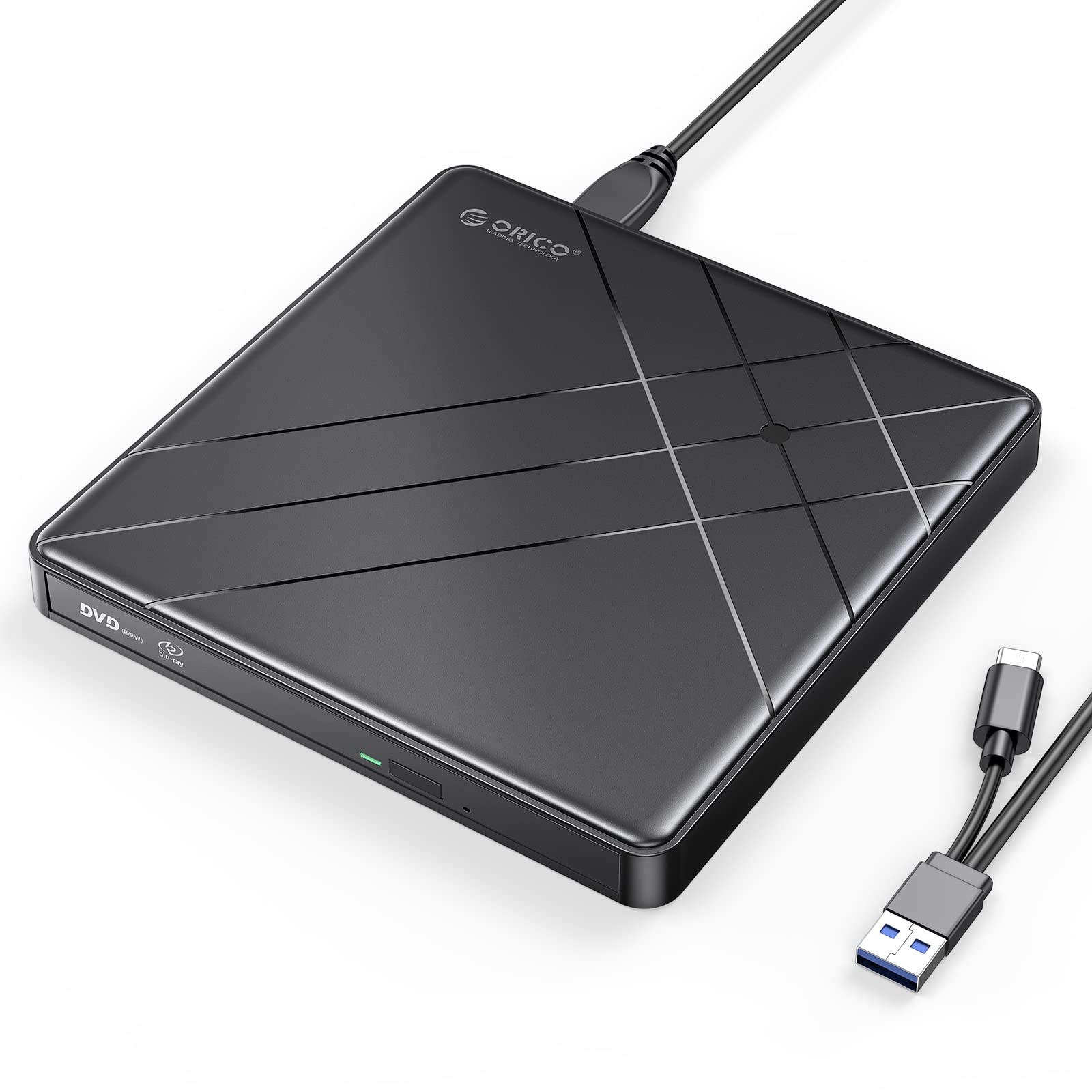 ORICO Unidad Externa de CD BLU-Ray DVD 100G portátil 6X Ultra HD 4K Bluray Burner con Cable Tipo C 2 en 1 - Graba Discos CD DVD BD DL BDXL (BRGU3-01)